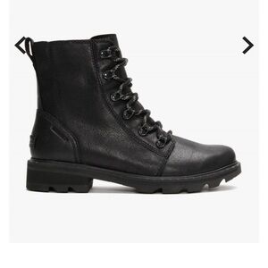 Sorel Lennox Lace Black Leather Ankle Boots